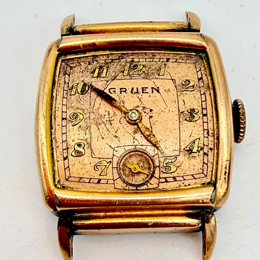 Gruen Vintage Art Deco Square Watch 15J Cal 411C Guildite Parts No Crystal